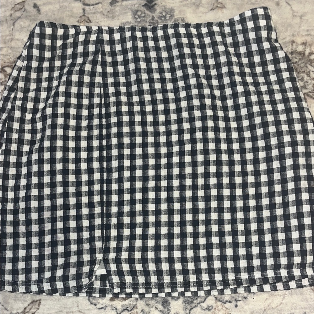 Gingham Mini Skirt Black White Y2K Brandy Style Preppy Summer Elastic Waist - Picture 5 of 6